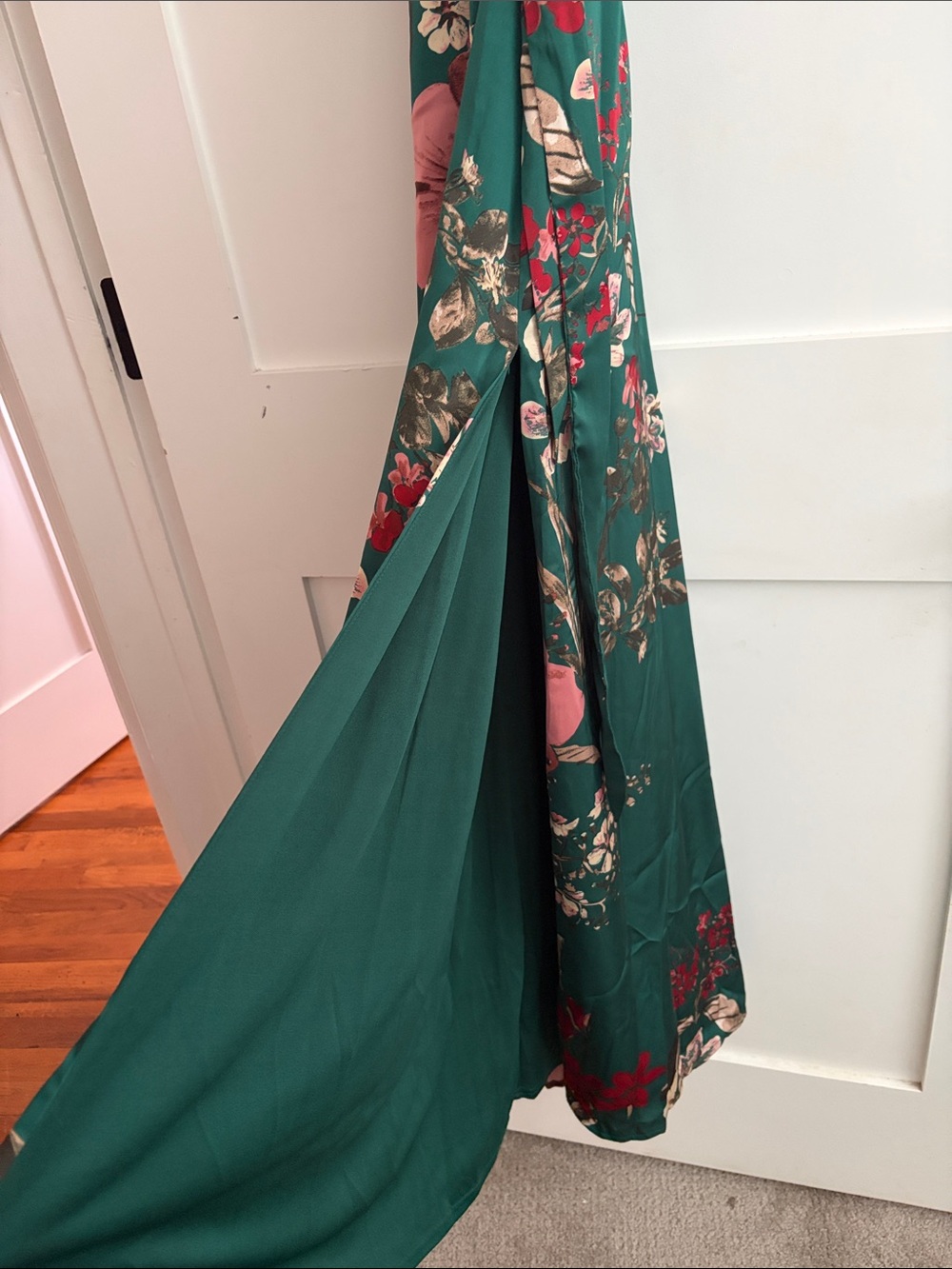 Lulu's Emerald Green Floral Maxi Slip Dress - Picture 3 of 5